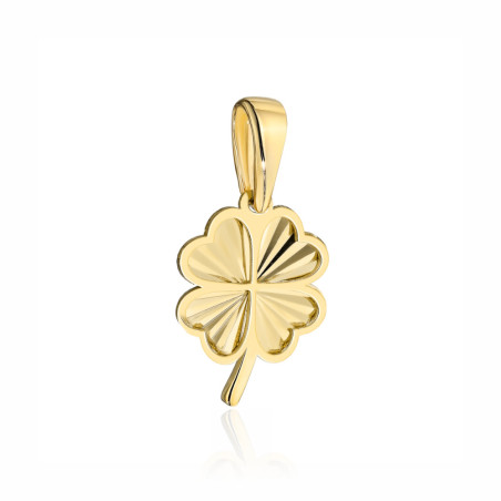 Zawieszka złota diamentowana koniczynka z łodygą pr. 375