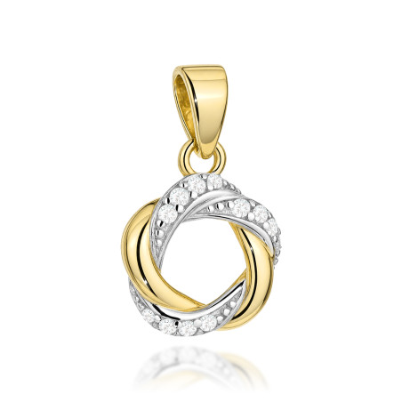 Gold braided pendant with cubic zirconia
