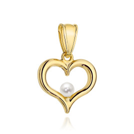 Gold heart pendant with pearl