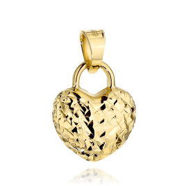 Gold diamond-cut heart padlock pendant