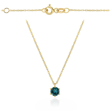 Naszyjnik złoty z kamieniem - London blue topaz
